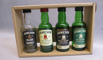 Jameson Whiskey Taster Set in Cute Crate Bottles are Empty Bar Wear Display 4x7''