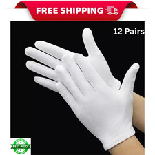 12 Pairs White Cotton Gloves Breathable Work Glove Liners for Eczema Dry hands,,