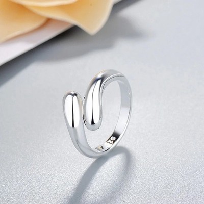 925 Sterling Silver Adjustable Ring Teardrop Thumb Finger Band Ring US