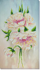 Bead Embroidery Kit DIY "White peonies" Beaded Needlepoint Craft Set
