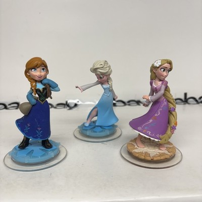 Lot of 3 ~ Disney Infinity 1.0 Figures ~ Frozen Anna & Elsa, Tangled Rapunzel