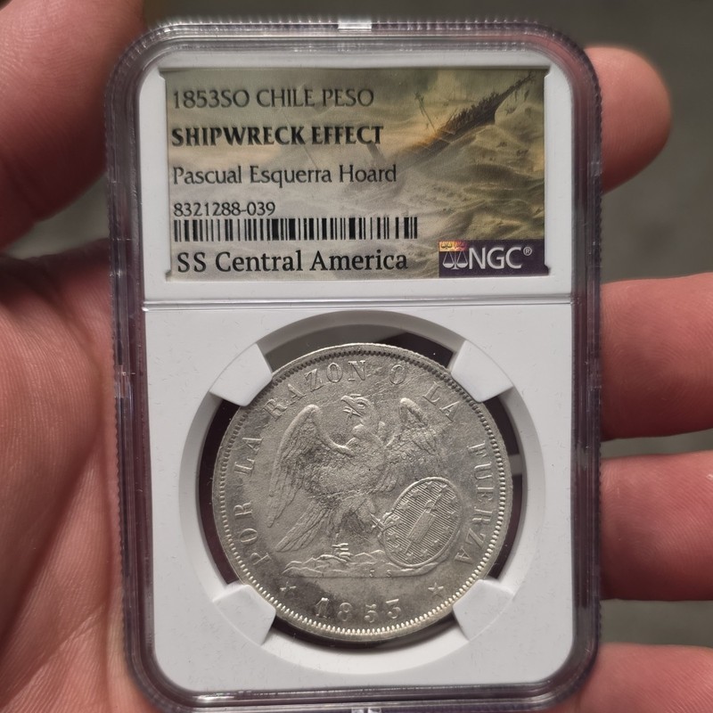 1853 Chile Peso Shipwreck Effect Pascual Esquerra Hoard NGC Certified