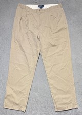 Vintage Polo Ralph Lauren Chino Pants Mens 36x31 Brown Pleated Hammond Cuffed