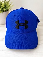 Under Armour Youth Boys Fitted Baseball Cap Hat Blue Black Logo Size S/P 1-3 Yrs