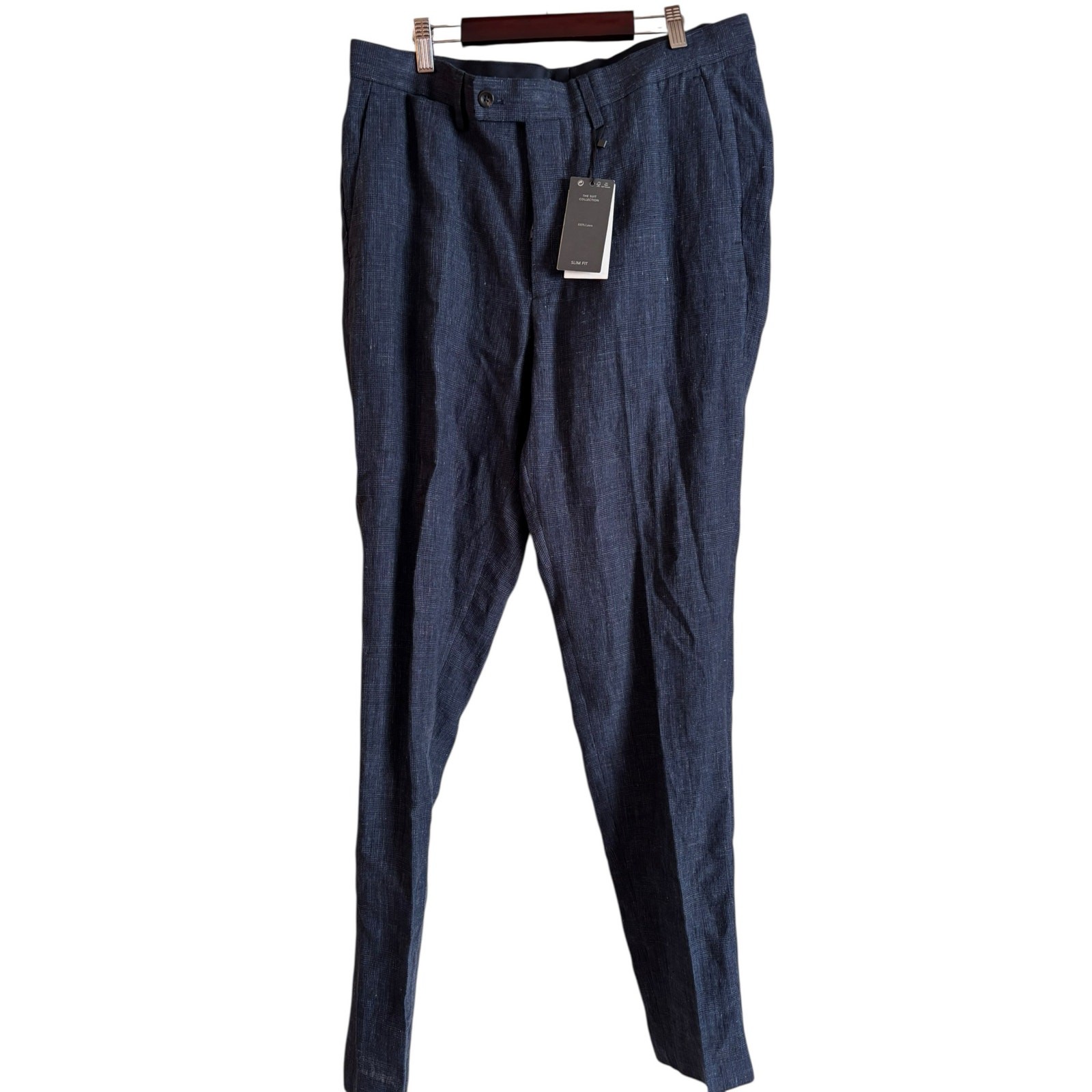 Pantalones de lino Mango MNG para hombre colección espiga azul marino talla 34 nuevos con etiquetas