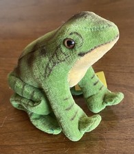 WOW Steiff Velvet Froggy Frog 1950s Button Yellow Flag Vintage VERY NICE LOOK