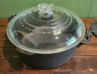 Vintage Unmarked Wagner Cast Iron 5 Qt Dutch Oven with Glass Lid C-8