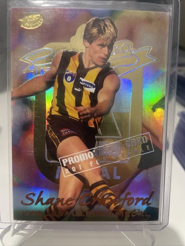 1999 SELECT PREMIERS AFL MEDAL CARD SHANE CRAWFORD - JESAULENKO MEDAL PROMO CARD