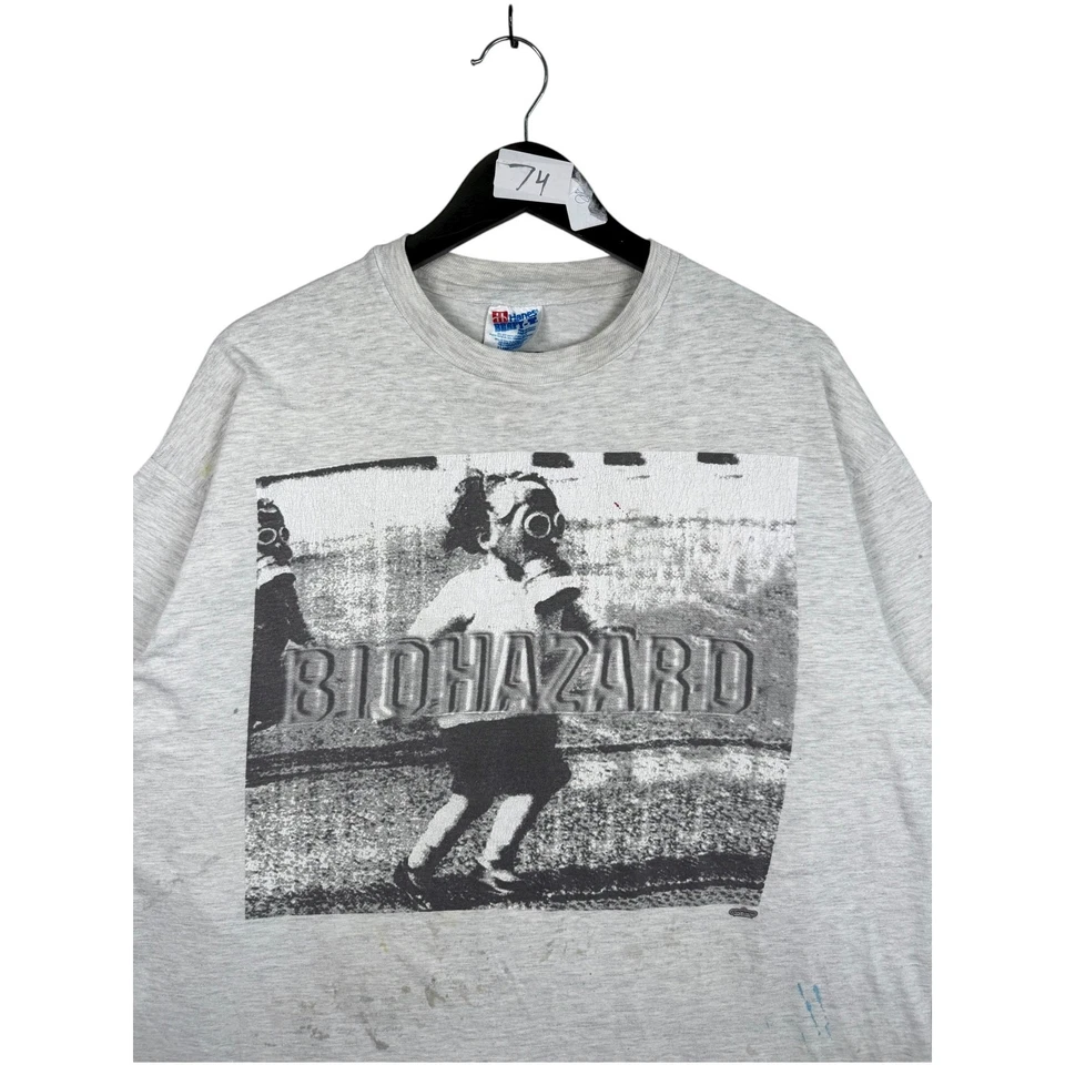Vintage Biohazard Band Long Sleeve T-Shirt Gray Mens XL - Image 2 of 4