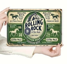 Rolling Rock Beer Vintage Style Tin Metal Bar Sign Man Cave Collectible New