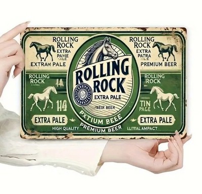 Rolling Rock Beer Vintage Style Tin Metal Bar Sign Man Cave Collectible New