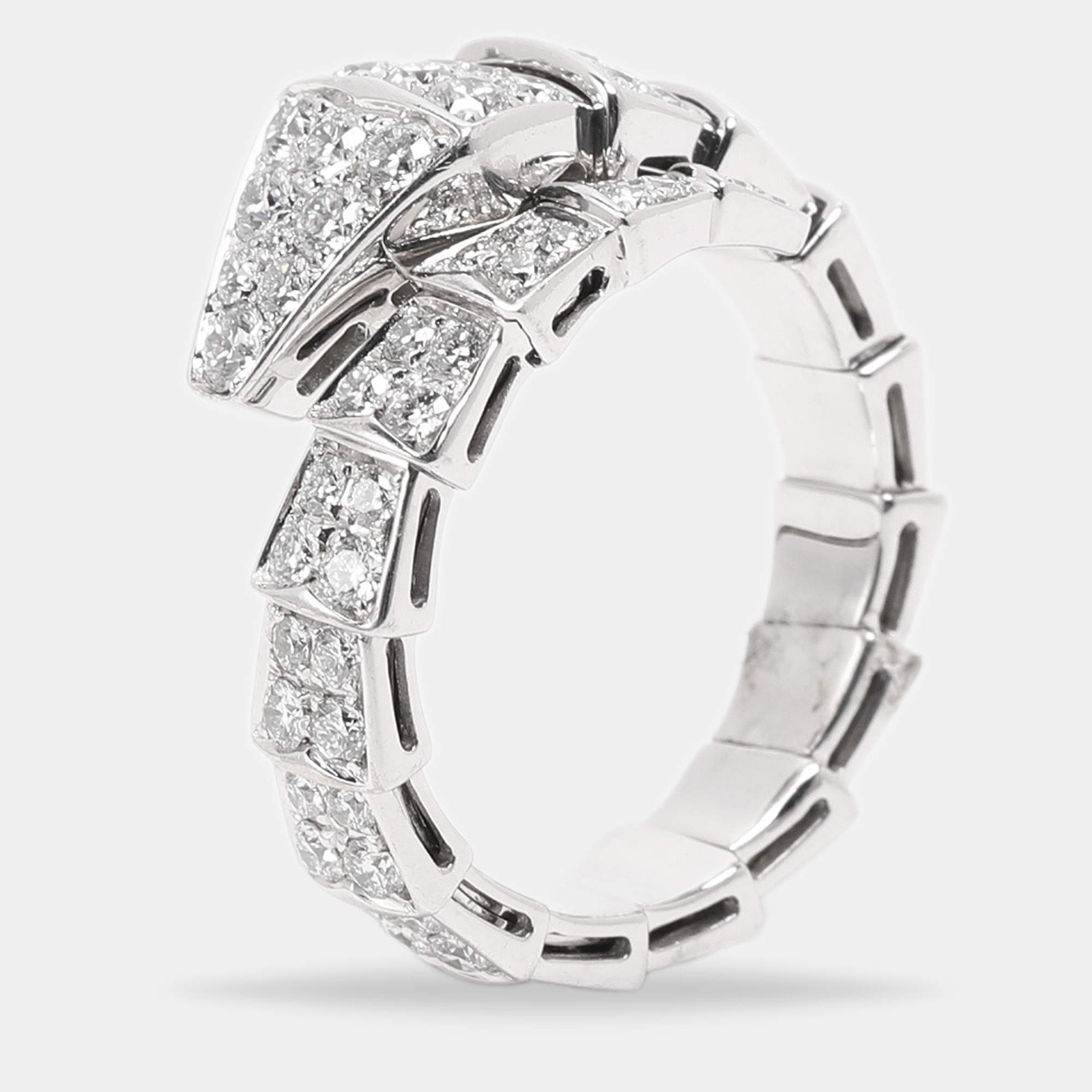 Bvlgari Serpenti Viper Diamonds 18k White Gold Ring Size 55