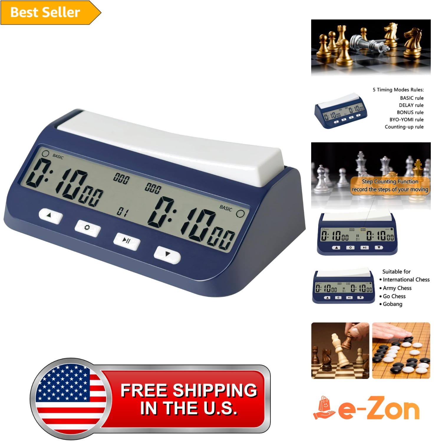Digital Chess Clock Timer Large Display Portable Timer for Board Games