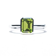 925 Sterling Silver Natural Green Peridot Anneversary Handmade Ring Gift For Her
