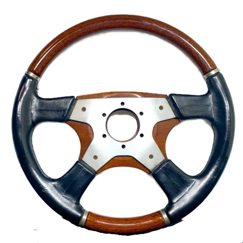 Victoria Victor Wood Black Leather Steering Wheel 365mm NEW HKB Horn MOMO Nardi - image 2 of 4