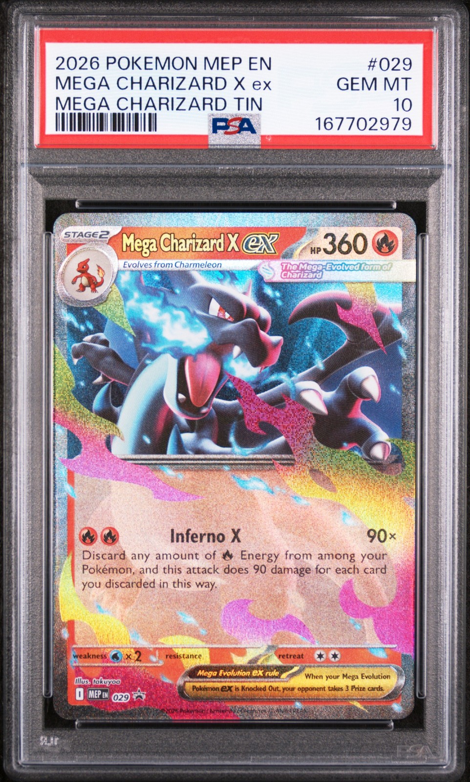 2026 POKEMON MEP EN-ME BLACK STAR PROMO #029 MEGA CHARIZARD X EX PSA 10