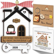 New Home Ornament 2026, House Warming Gifts New Home Card, Toast Keychain for Ho