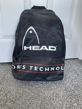 Vintage Head Backpack / Head Rucksack Black Zip Shoulder Straps Bag