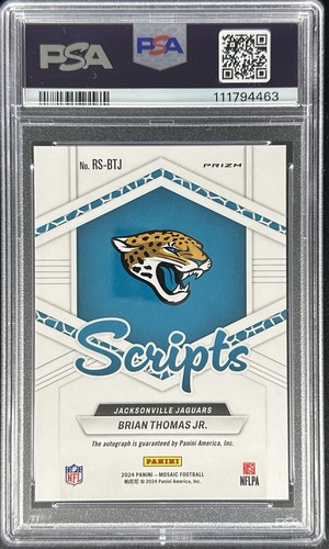 Brian Thomas Jr. Rookie Scripts AUTO 10 Gem MT PSA 10 2024 Dual Grade 10 Mosaic - Picture 2 of 2
