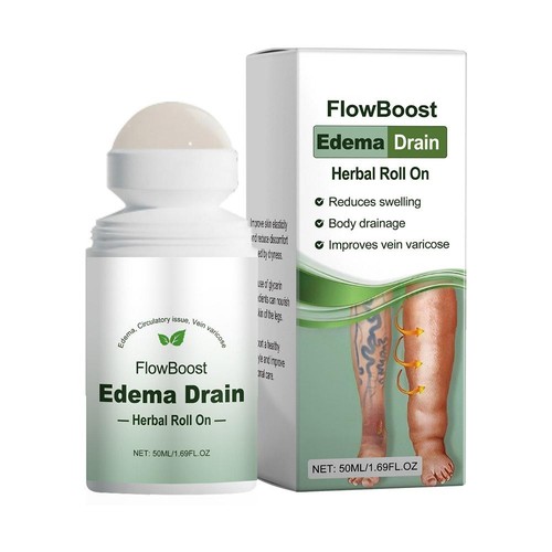 Flowboost Ödem Drain Kräuter Roll on reduziert Schwellungen verbessert Venenkrampfadern NEU - Bild 11 von 13
