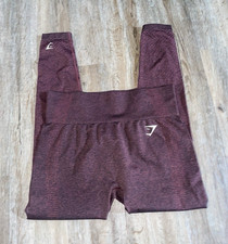 Gymshark Solid Burgundy High Rise Ankle Leggings Logo Women s Size M