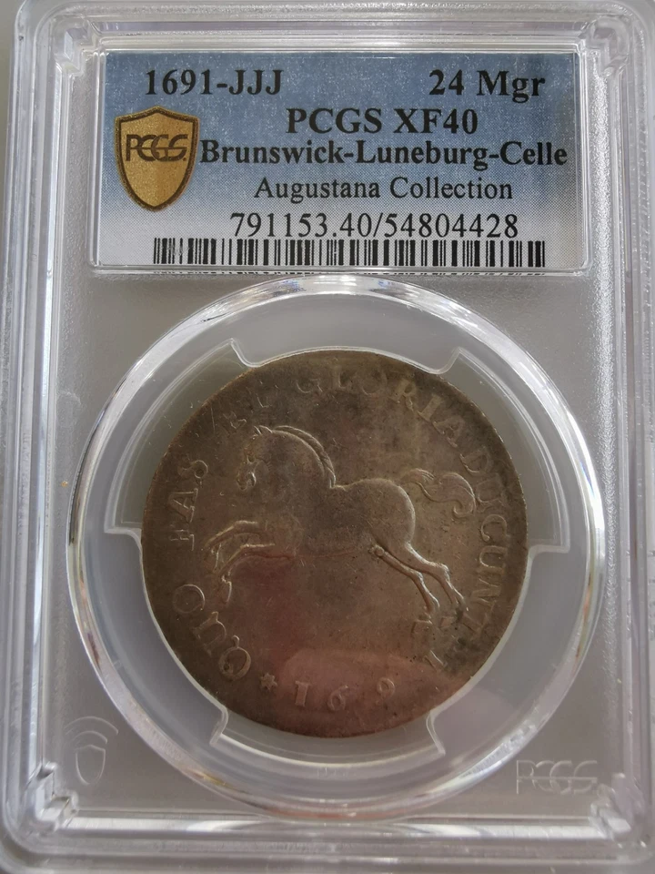 1691-JJJ German States BRUNSWICK-LUNEBURG-CELLE 24 Mgr Silver Coin PCGS XF-40 - Image 4 of 4