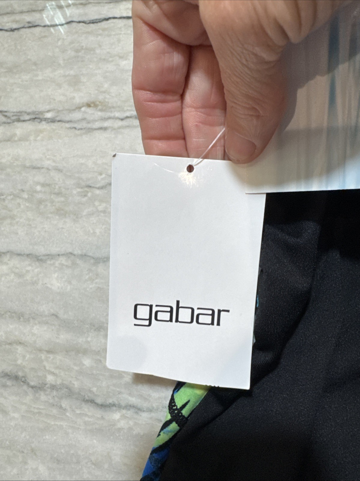 Gabar Hydrofinity Sz 16D Swimsuit New With Tags High Neck Green Blue Palm Leaves