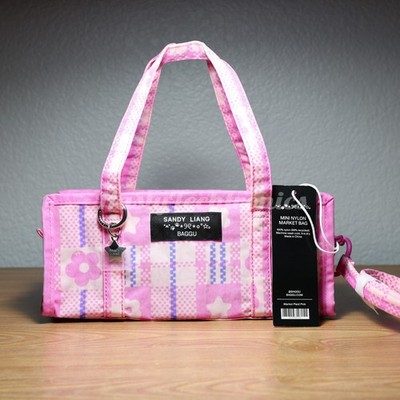 Sandy Liang x BAGGU Mini Nylon Market Bag in Market Plaid Pink - New In-hand!