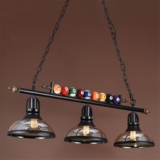 Game Room Metal Billiard Light with Balls Pool Table Lamp with 3 Glass Shades