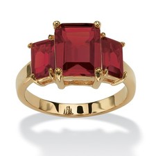 Emerald-Cut Birthstone Ring Gold-Plated