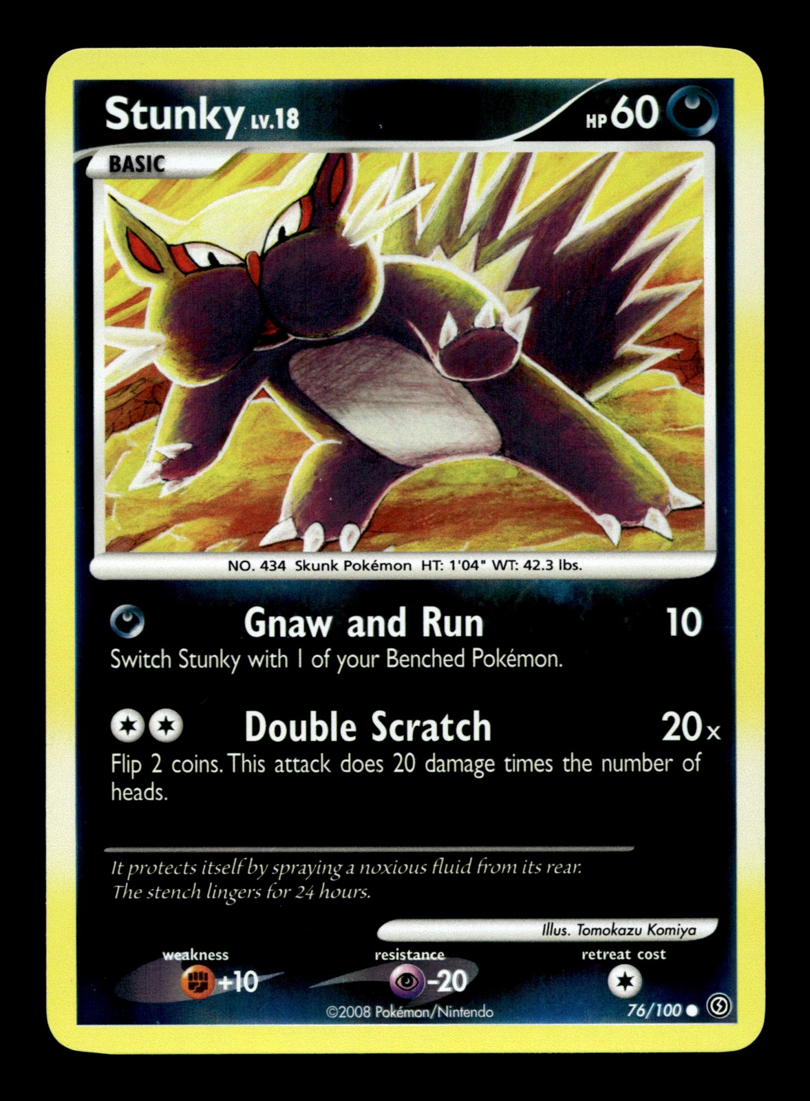 Stunky 76/100 Reverse Holofoil Stormfront Common Tomokazu Komiya Pokemon TCG