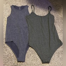 Set of 2 Tank Top Bodysuits M/L Neutral Basic Summer