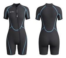 Seaskin 3mm Shorty Wetsuit Womens XL Full Body Diving Suit Front Zip