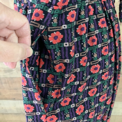 Vintage 1990s Size Small Rayon Floral Button Front Grunge Wide Leg Jumpsuit - Picture 5 of 9