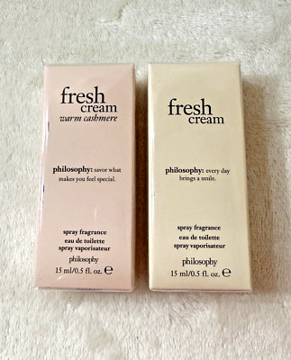 Set of 2 ~ Philosophy Fresh Cream & Warm Cashmere ~ EDT Spray Perfume ~ 15mL ea.