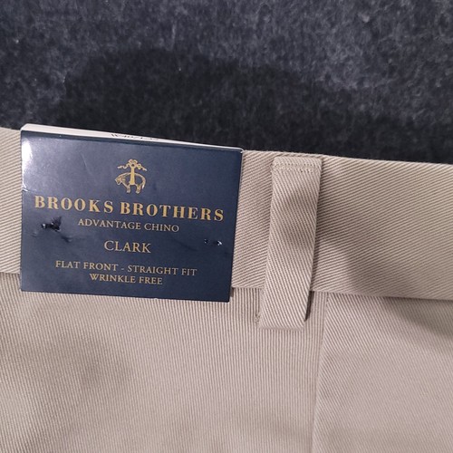 Brooks Brothers Advantage Chino Clark Pantaloni Uomo 40x32 Beige Piatto Frontale Dritto - Foto 14 di 18