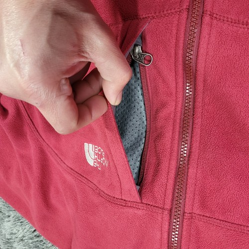 The North Face Windwall Fleece Jacket Women's Large Red Hooded Long Sleeve Flaw - Picture 14 of 21