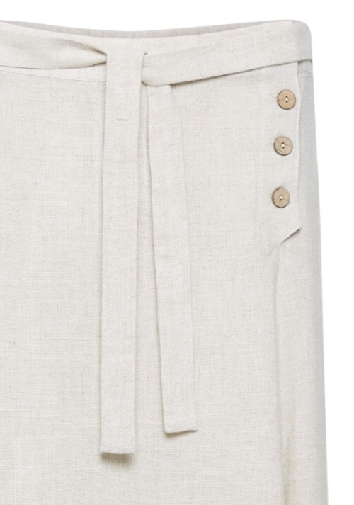 Cream linen blend midi skirt with waist cord Valentina UK sizes 8-14 BNWT beige