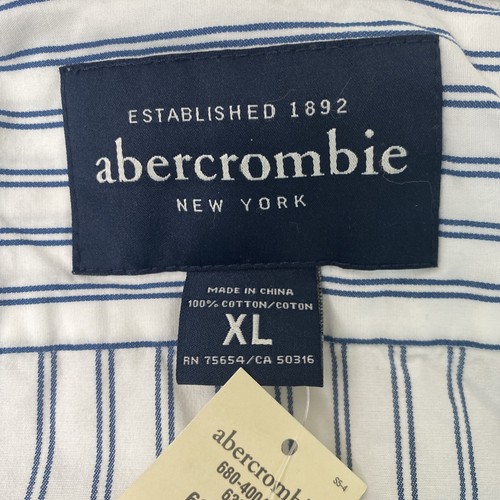 Abercrombie New York Boys XL 20" Chest Long Sleeve Striped Shirt Blue - Picture 21 of 23