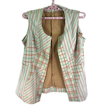 Vintage 70's 80's Vest Women's Plaid Patchwork Boho Open Vest Womens Size Large