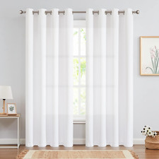 SET OF2 Faux Silk Drape for Bedroom Solid Modern Light Filtering Grommet Curtain