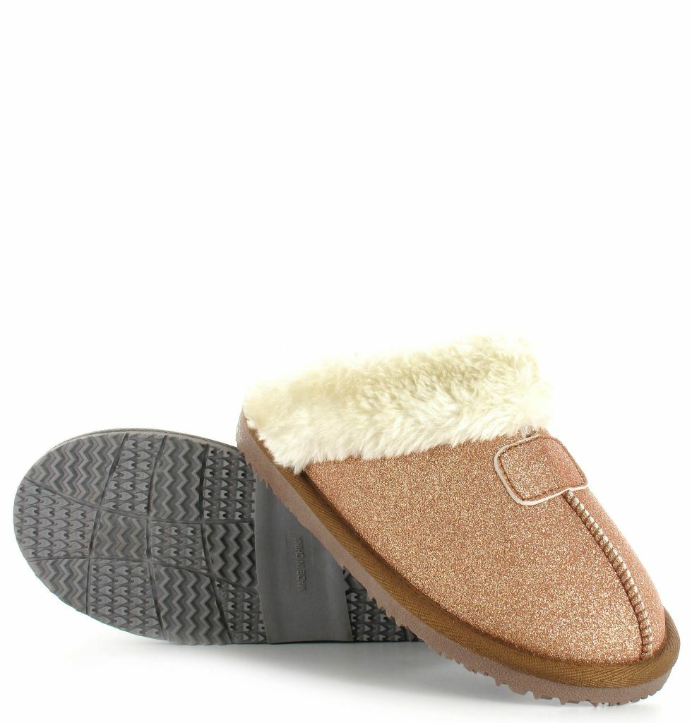 PANTOFOLA D’ORO Ella Ciabatte Donna Mules Ella Vegan Memory Foam Scintillanti Accoglienti Calde Pantofole