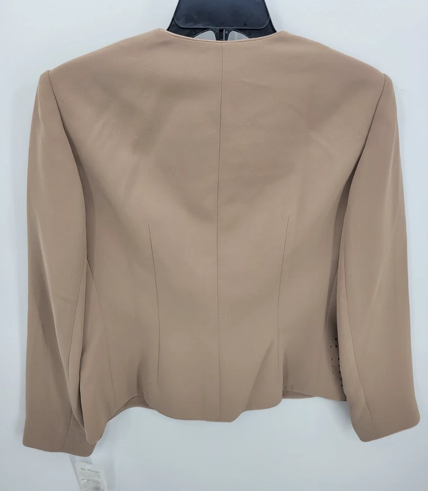 Papell Jacket Womens 12P Brown Embroidered Sequined Button Front Party Elegant - Image 2 of 4