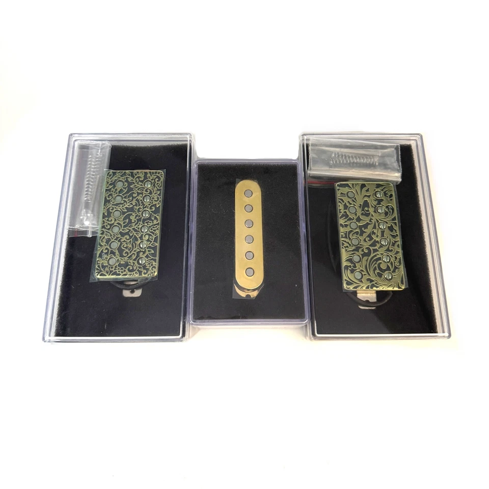 Juego completo de pastilla de patrones tallados en oro para guitarra estilo Pia HSH Foto 2 de 4