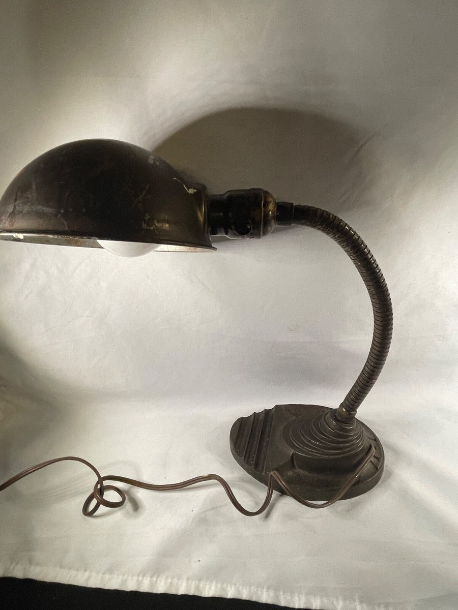 Vintage Eagle Gooseneck Lamp Cast Iron Industrial Desk Light Art