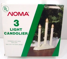 New Vintage Noma 3 Light Candolier Plastic Christmas Lights Works w/ Clear Bulbs