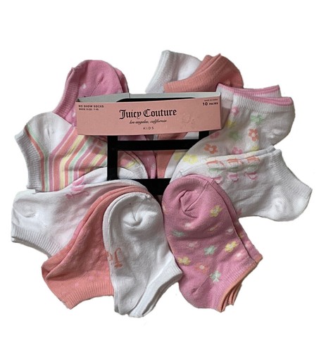 NWT Girls Juicy Couture Socks 10-Pair Quarter/No-Show or 5 Crew; Sz 7-10 or 10-4 - Picture 9 of 23