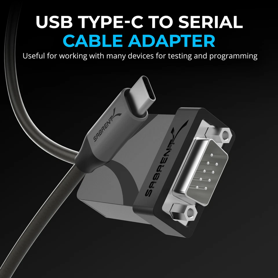 SABRENT USB-C to DB9 Serial RS-232 Adapter Cable 6FT (CB-D9C6) - Image 2 of 4