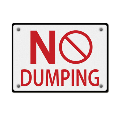 Horizontal Metal Sign No Dumping Prohibition Weatherproof Street Signage