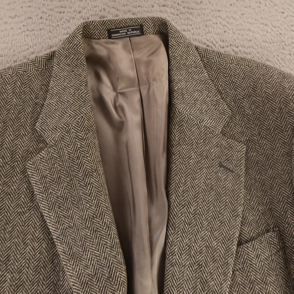Chaqueta de Tweed de Colección L LT Gris Espiga 100% Lana Blazer Abrigo Deportivo 44L Foto 2 de 4